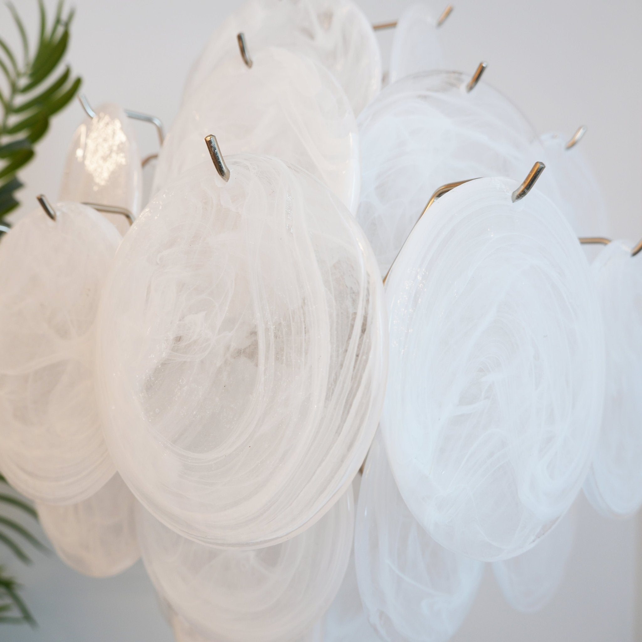 Aurora Chandelier White Murano Glass Disc Cluster - Blowlighting