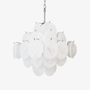 Aurora Chandelier White Murano Glass Disc Cluster - Blowlighting