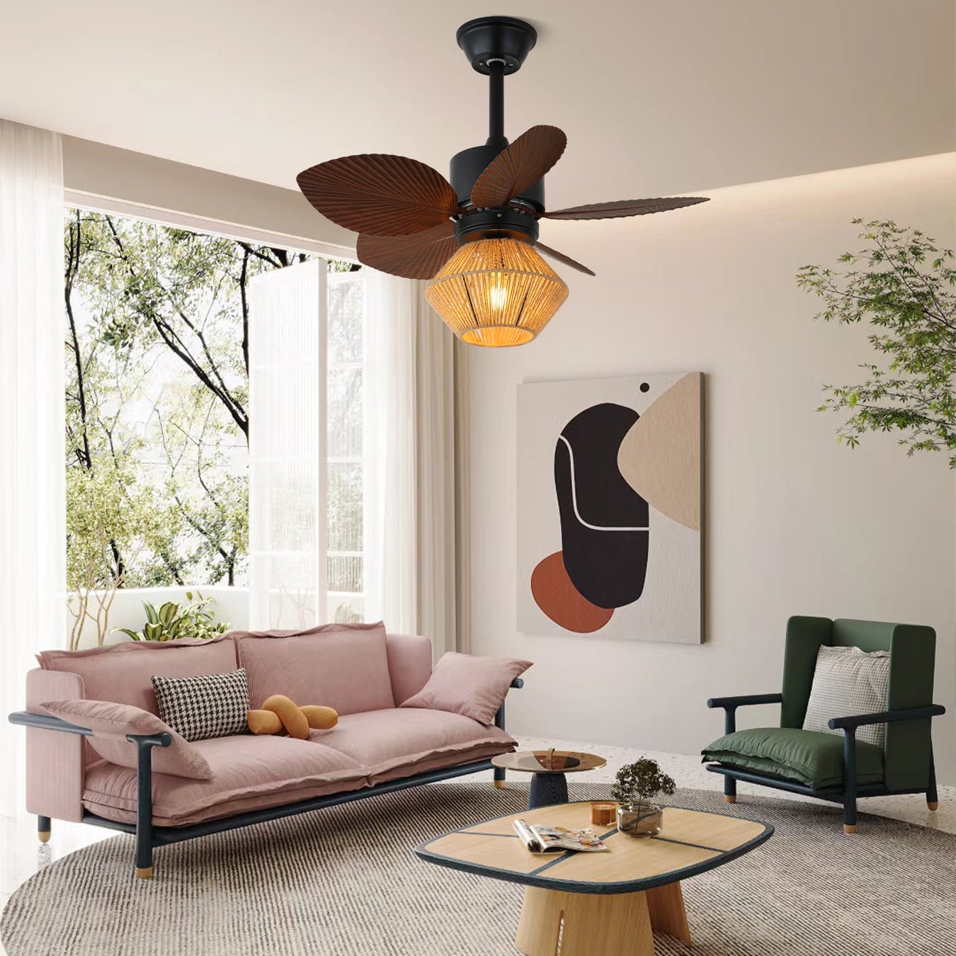 Solaya Tropical Rattan Ceiling Fan Light - Blowlighting