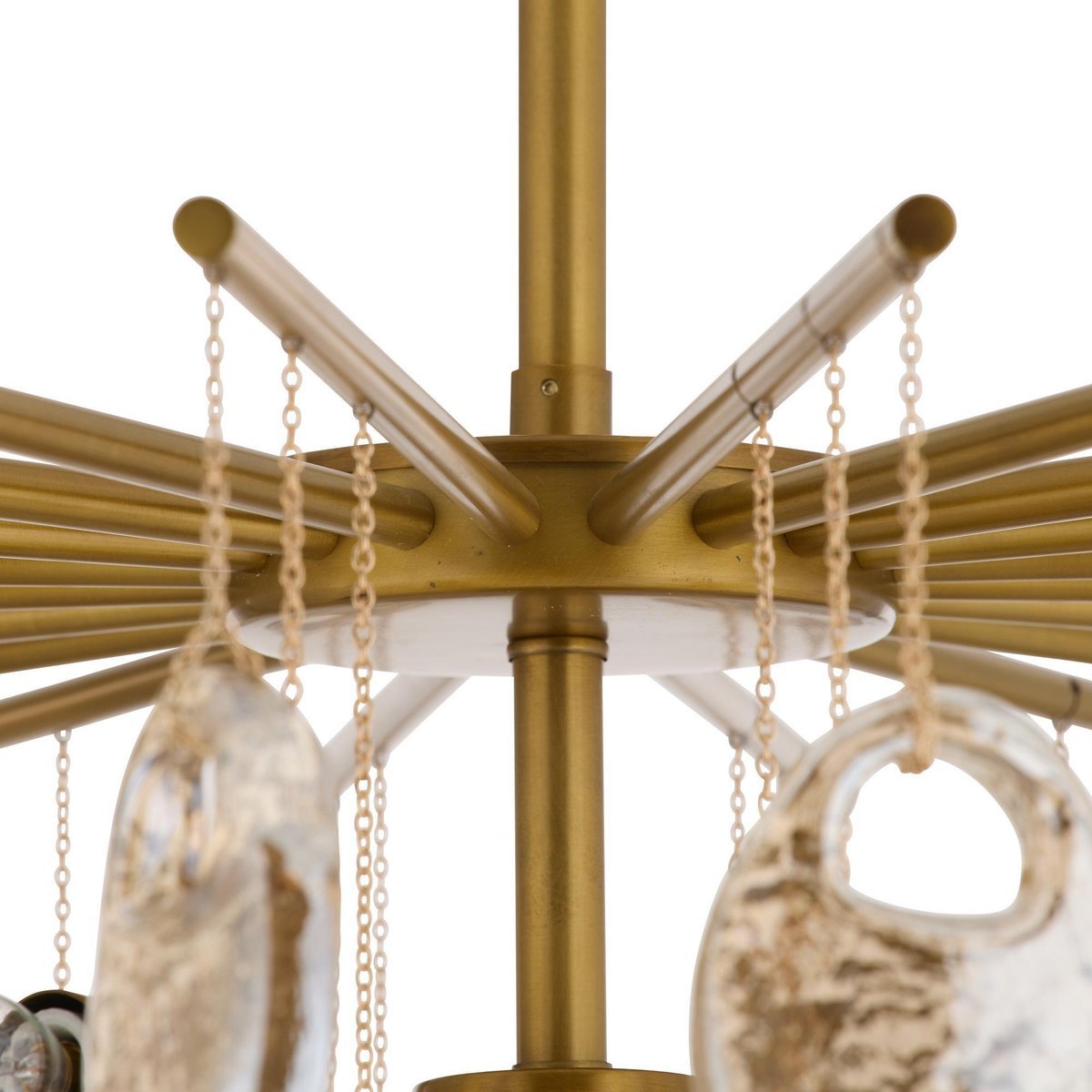 Aurora Chandelier Amber Seedy Glass Drop Antique Brass - Blowlighting