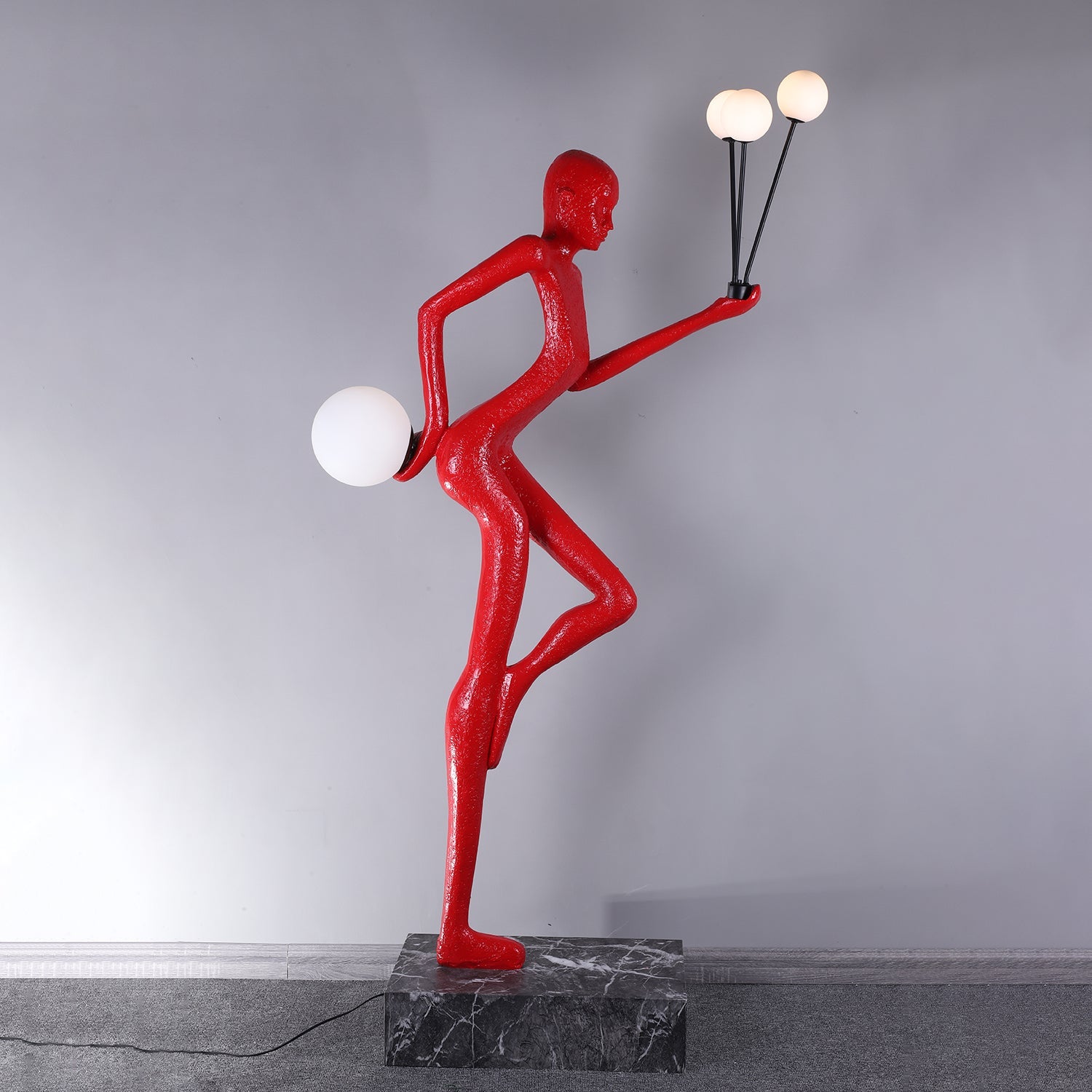 Jovian Juggler Black Metal Sculptural Floor Lamp - Blowlighting