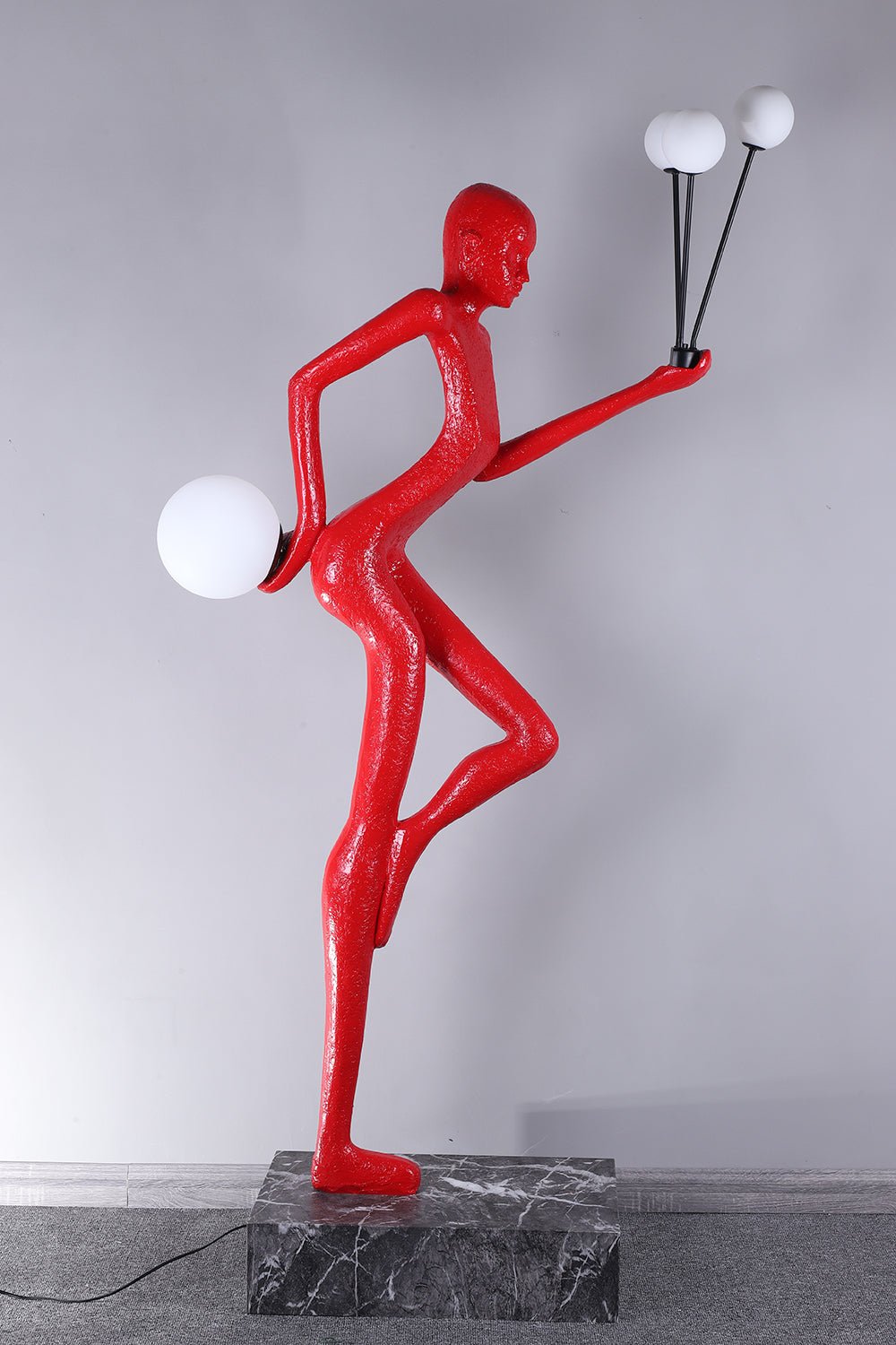 Jovian Juggler Black Metal Sculptural Floor Lamp - Blowlighting