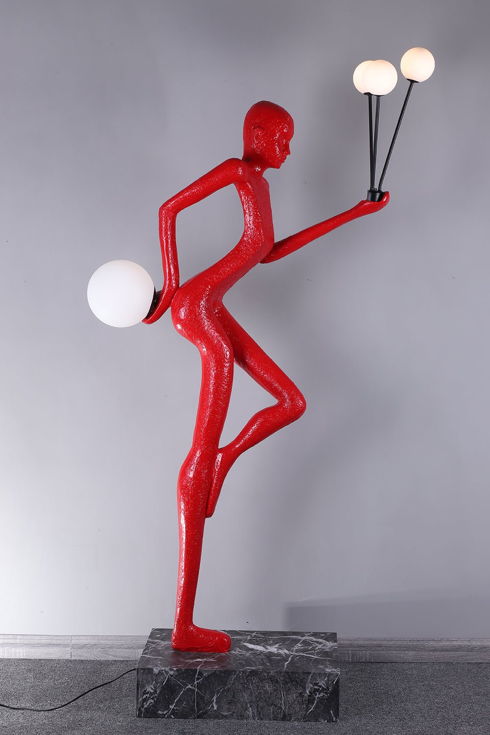 Jovian Juggler Black Metal Sculptural Floor Lamp - Blowlighting