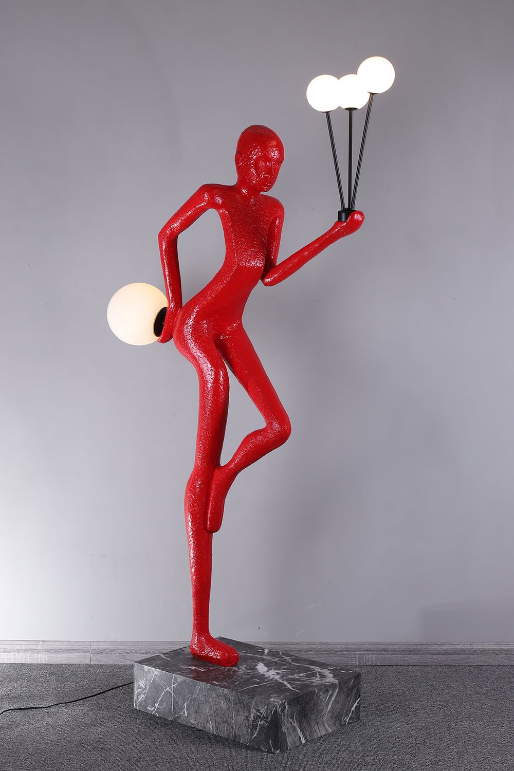 Jovian Juggler Black Metal Sculptural Floor Lamp - Blowlighting