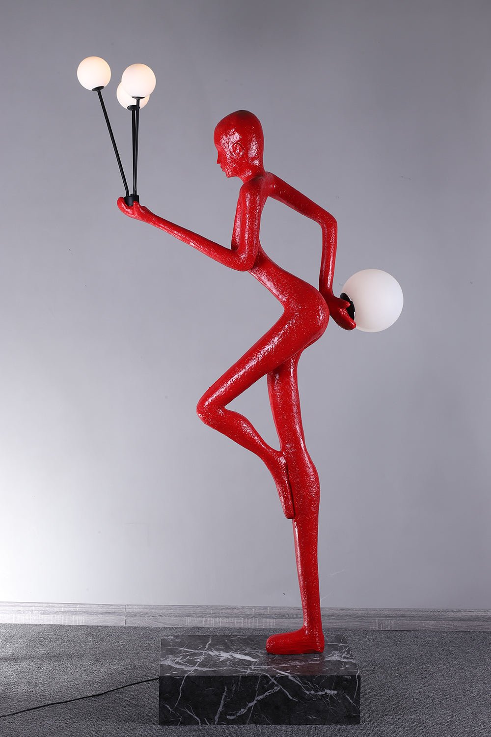 Jovian Juggler Black Metal Sculptural Floor Lamp - Blowlighting