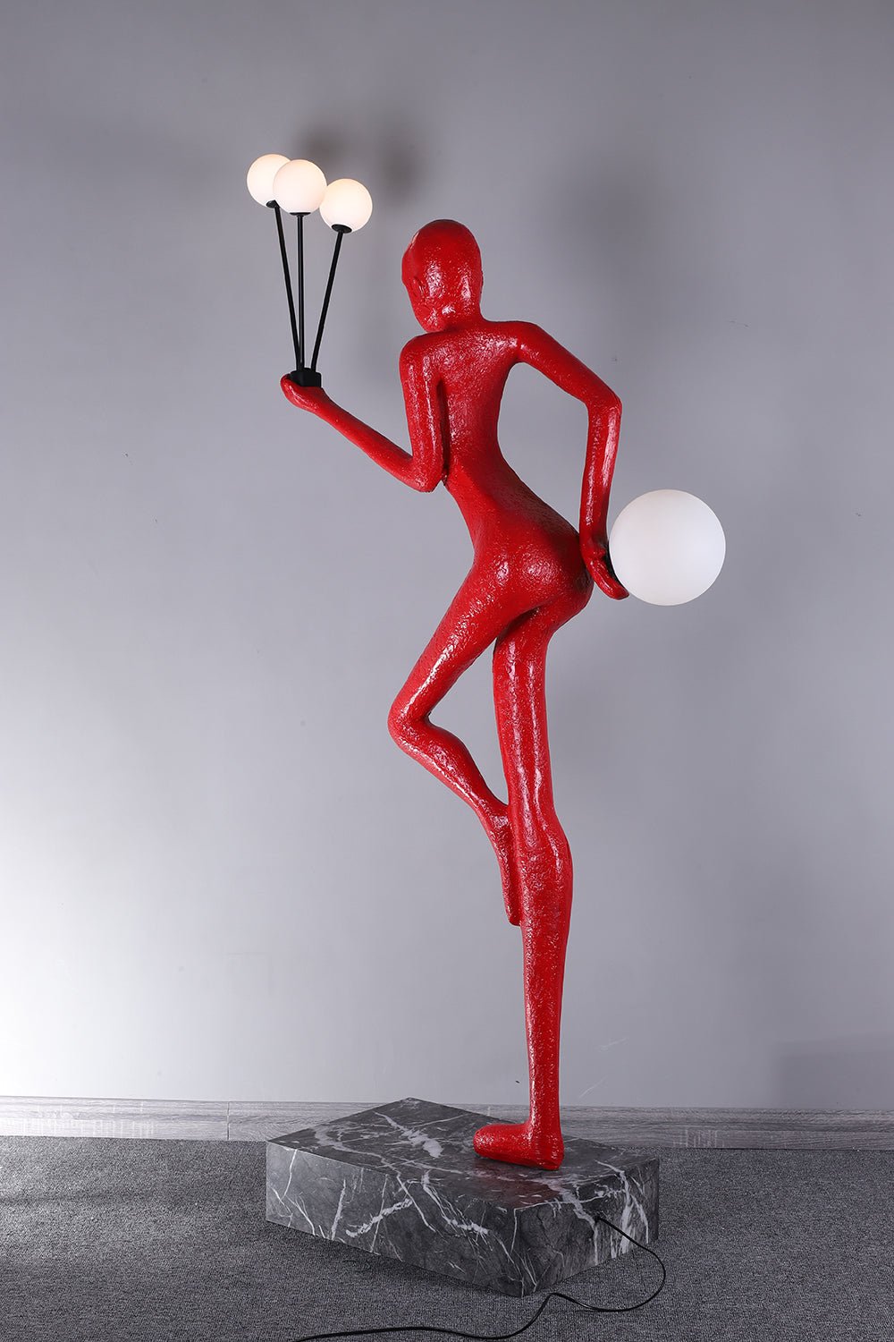 Jovian Juggler Black Metal Sculptural Floor Lamp - Blowlighting
