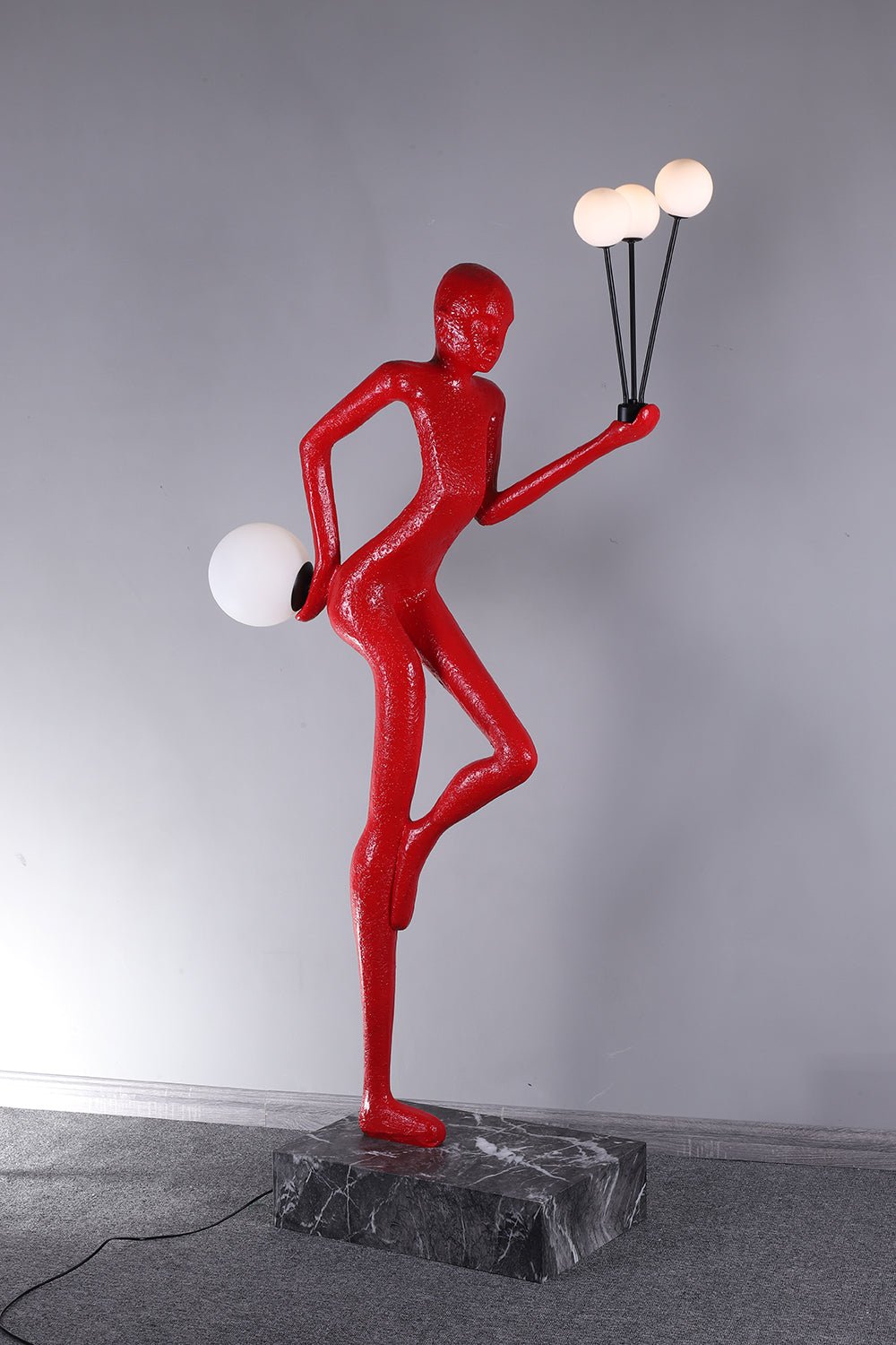 Jovian Juggler Black Metal Sculptural Floor Lamp - Blowlighting