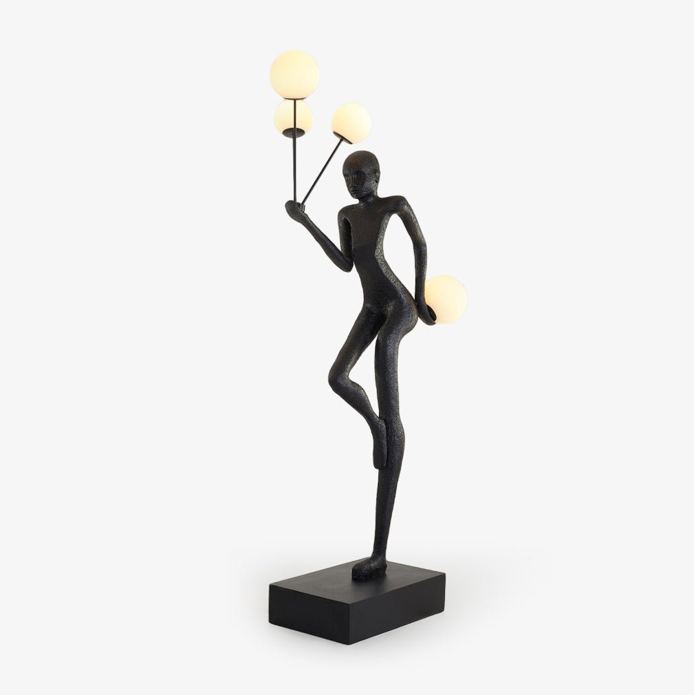 Jovian Juggler Black Metal Sculptural Floor Lamp - Blowlighting