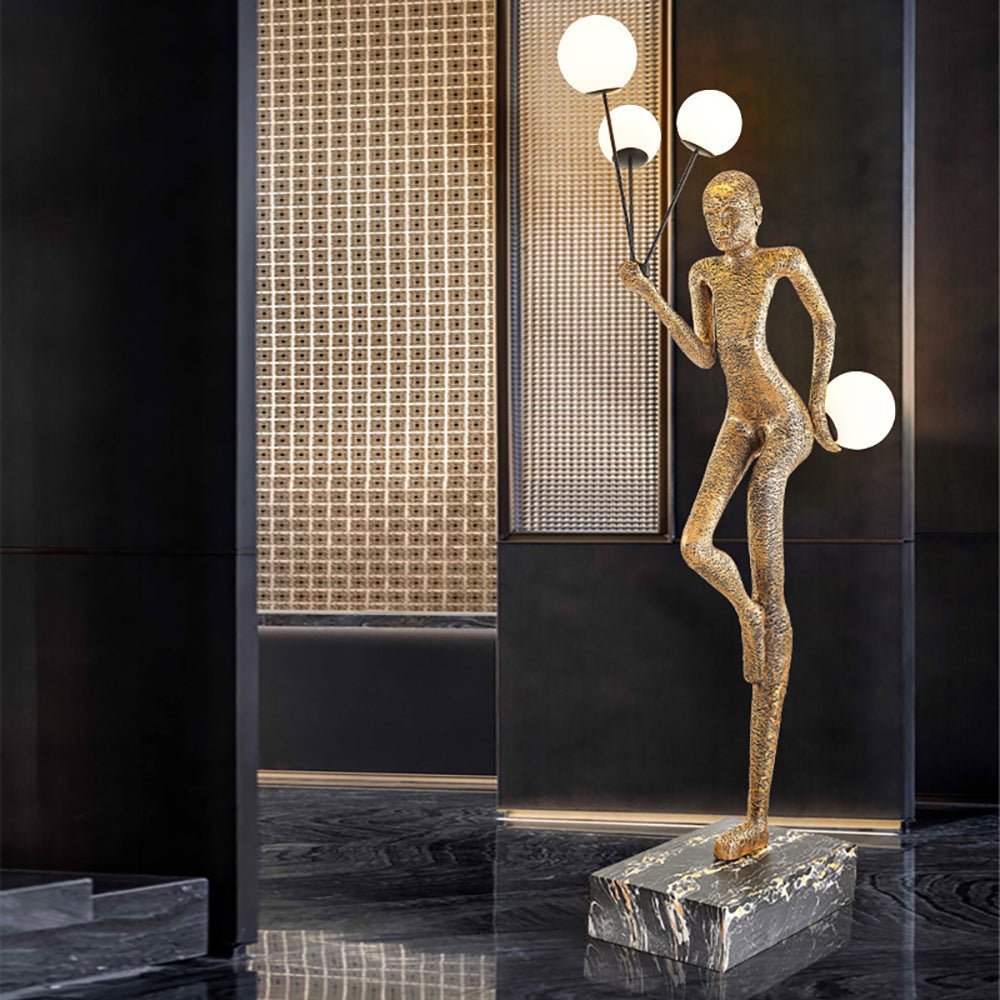 Jovian Juggler Black Metal Sculptural Floor Lamp - Blowlighting