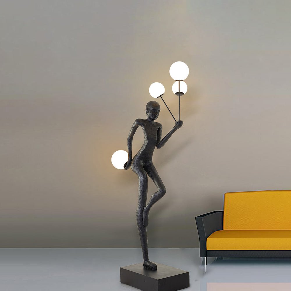 Jovian Juggler Black Metal Sculptural Floor Lamp - Blowlighting