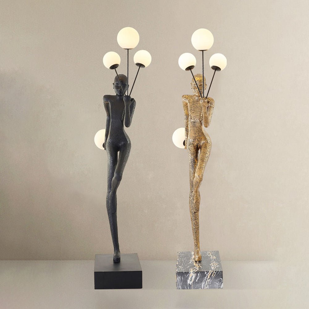 Jovian Juggler Black Metal Sculptural Floor Lamp - Blowlighting