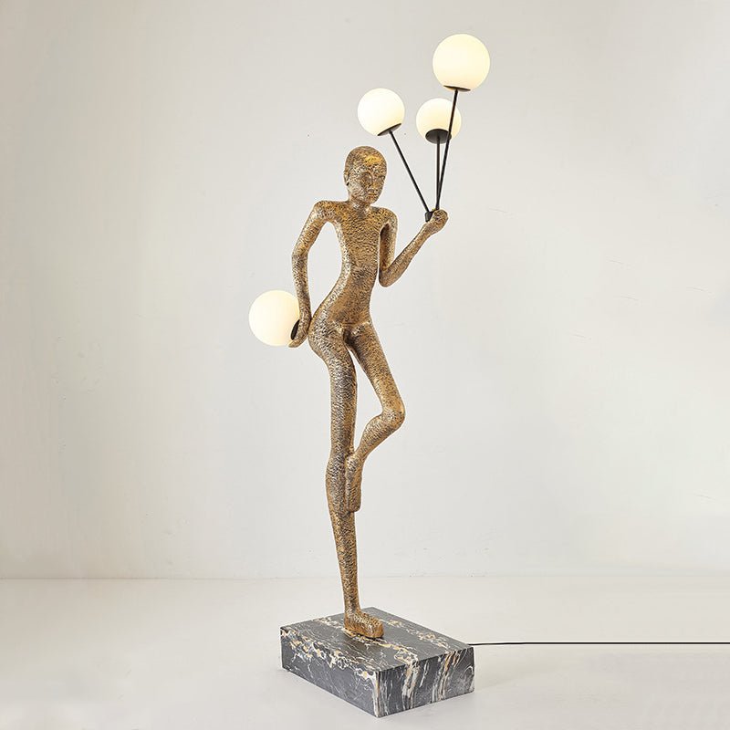 Jovian Juggler Black Metal Sculptural Floor Lamp - Blowlighting