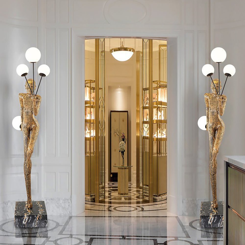 Jovian Juggler Black Metal Sculptural Floor Lamp - Blowlighting