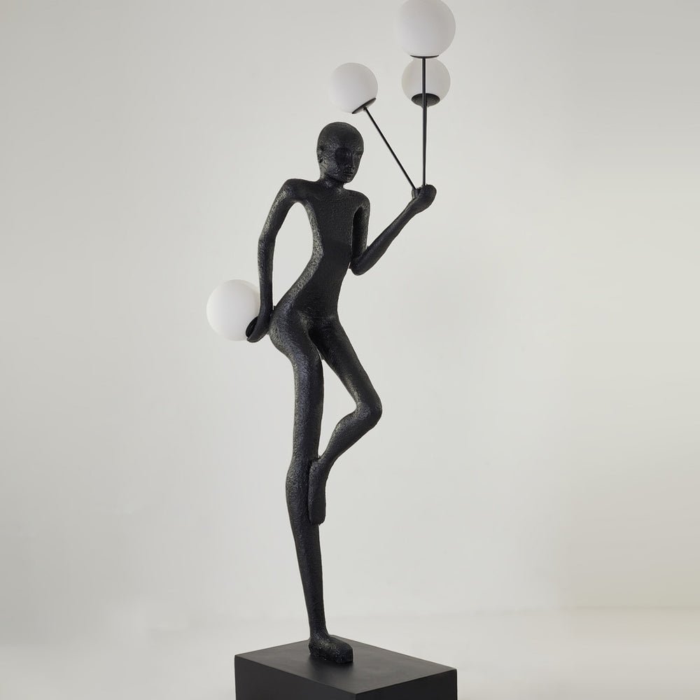 Jovian Juggler Black Metal Sculptural Floor Lamp - Blowlighting