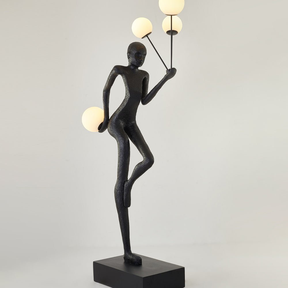 Jovian Juggler Black Metal Sculptural Floor Lamp - Blowlighting