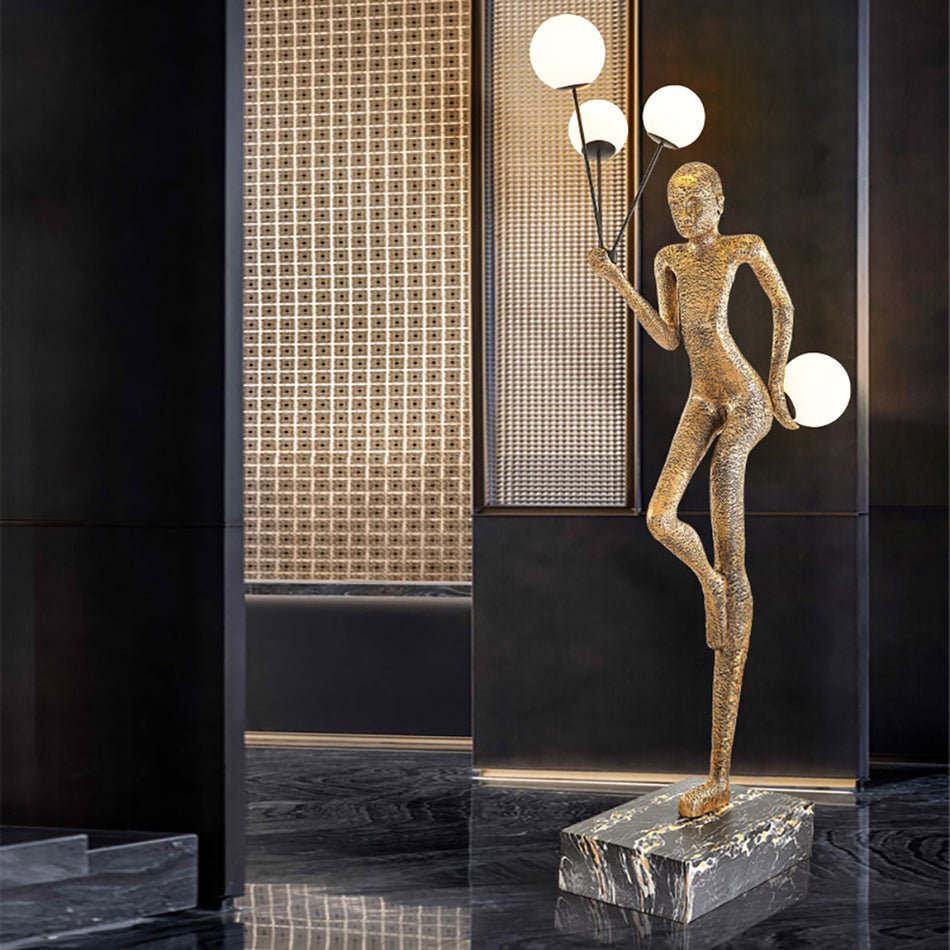 Jovian Juggler Black Metal Sculptural Floor Lamp - Blowlighting