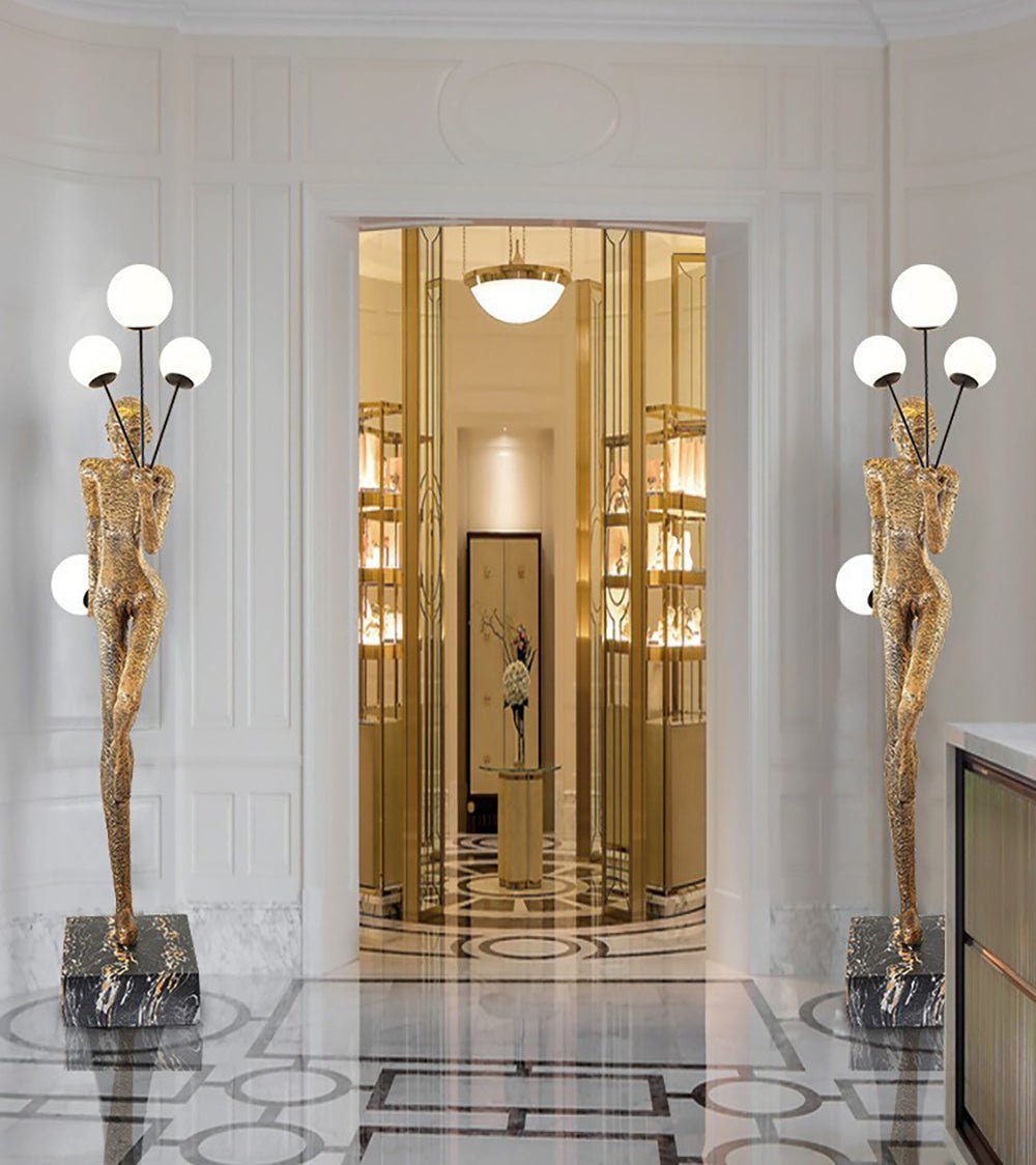 Jovian Juggler Black Metal Sculptural Floor Lamp - Blowlighting