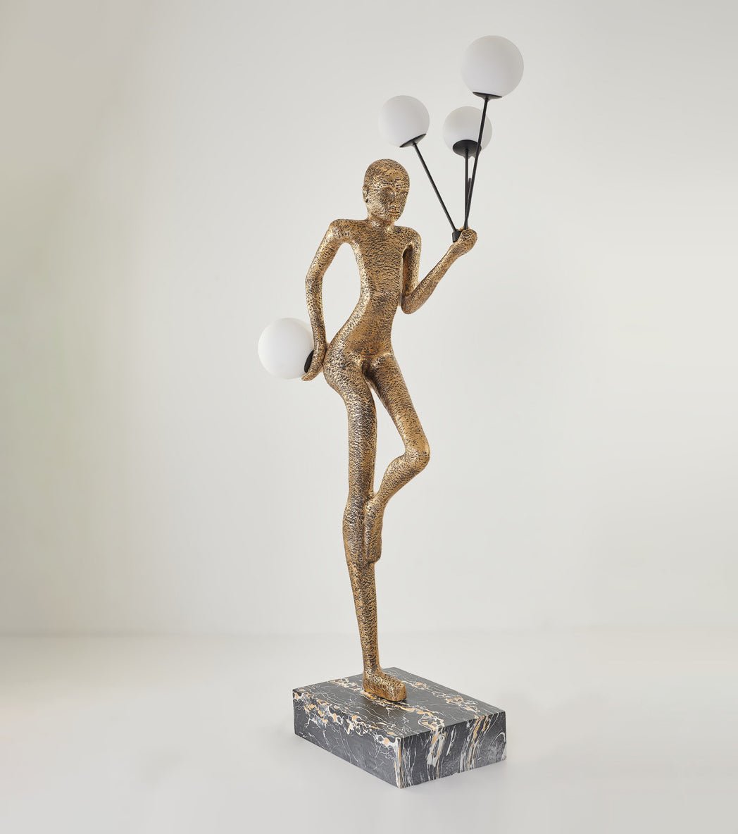 Jovian Juggler Black Metal Sculptural Floor Lamp - Blowlighting