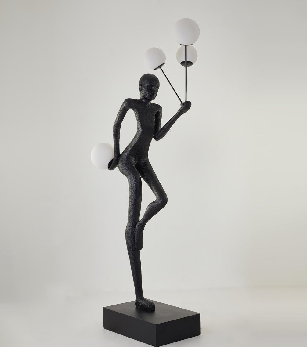 Jovian Juggler Black Metal Sculptural Floor Lamp - Blowlighting
