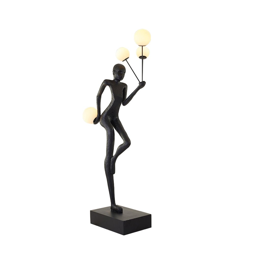 Jovian Juggler Black Metal Sculptural Floor Lamp - Blowlighting