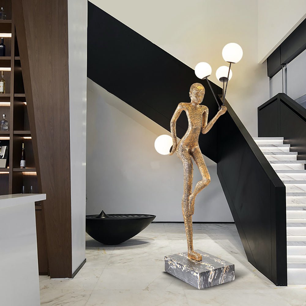 Jovian Juggler Black Metal Sculptural Floor Lamp - Blowlighting