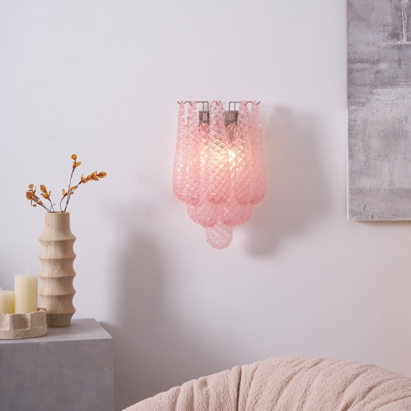 Aurora Wall Lamp Pink Teardrop Glass Floral Artistic - Blowlighting