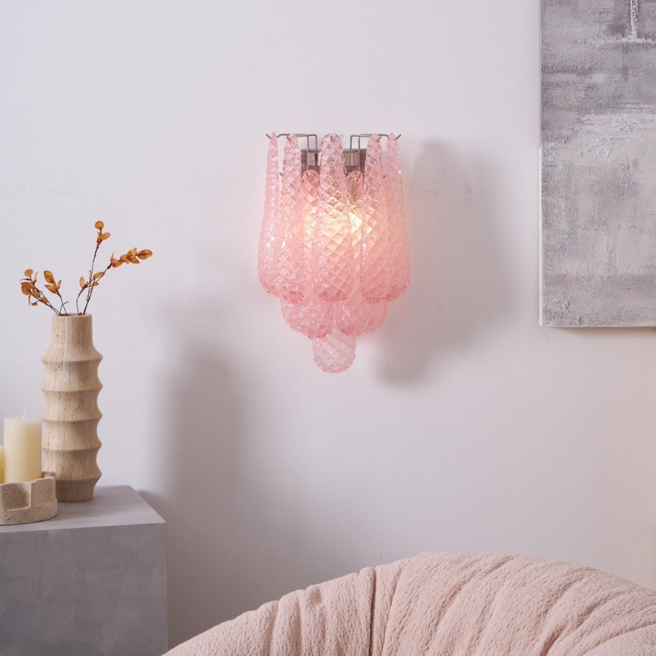 Aurora Wall Lamp Pink Teardrop Glass Floral Artistic - Blowlighting
