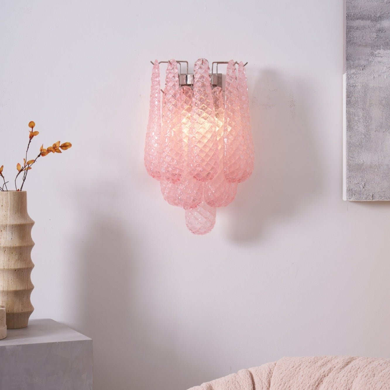 Aurora Wall Lamp Pink Teardrop Glass Floral Artistic - Blowlighting