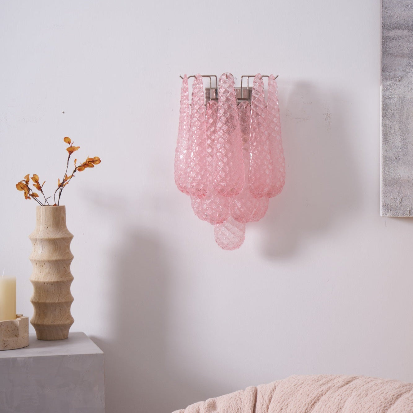 Aurora Wall Lamp Pink Teardrop Glass Floral Artistic - Blowlighting