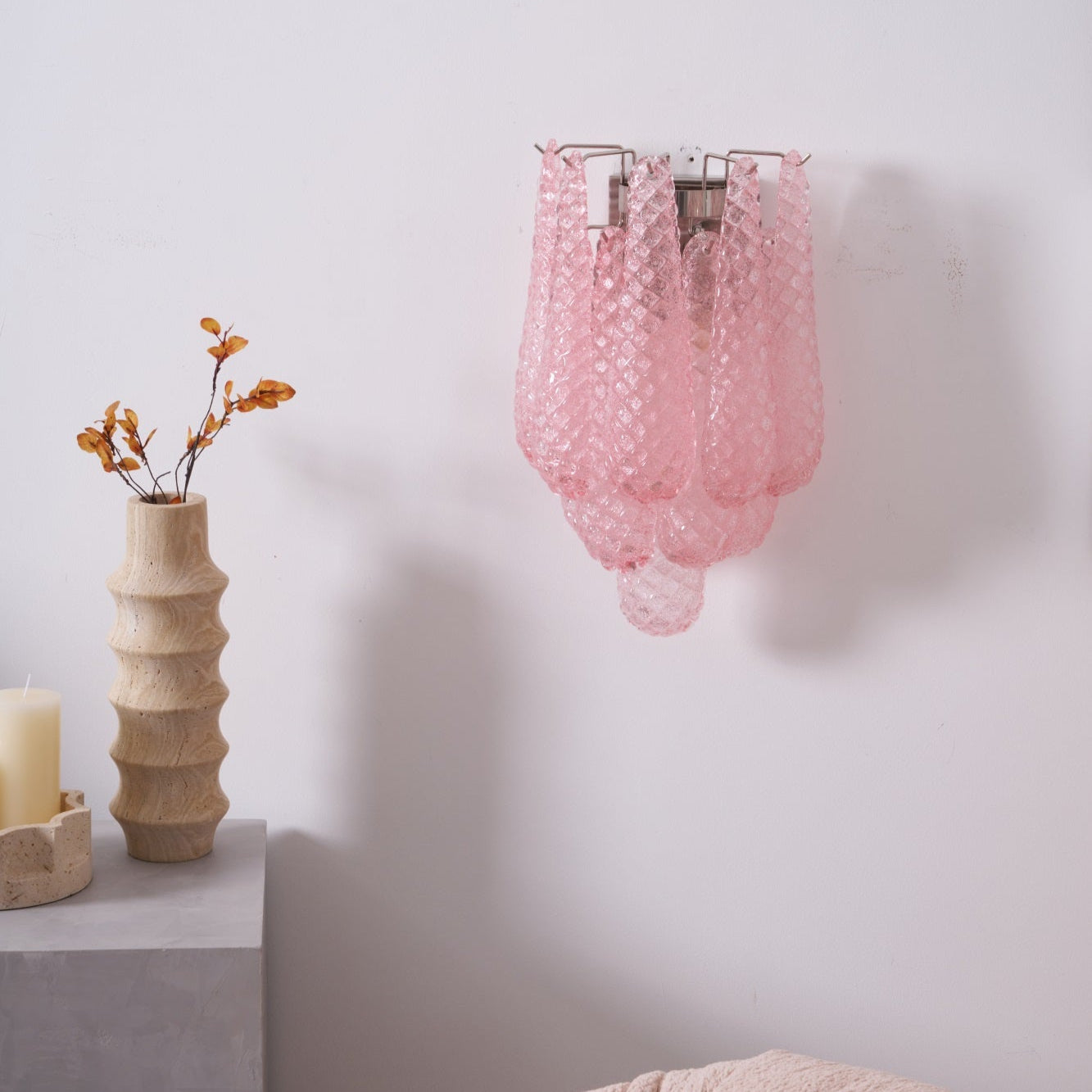 Aurora Wall Lamp Pink Teardrop Glass Floral Artistic - Blowlighting