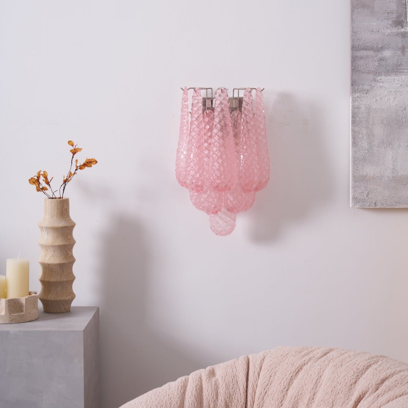 Aurora Wall Lamp Pink Teardrop Glass Floral Artistic - Blowlighting