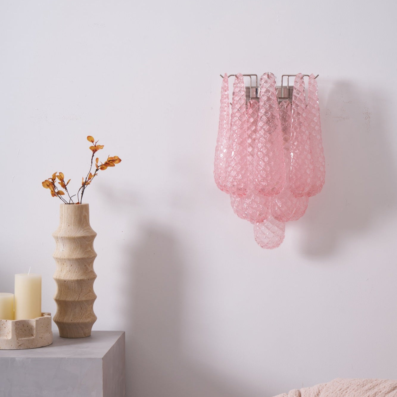 Aurora Wall Lamp Pink Teardrop Glass Floral Artistic - Blowlighting