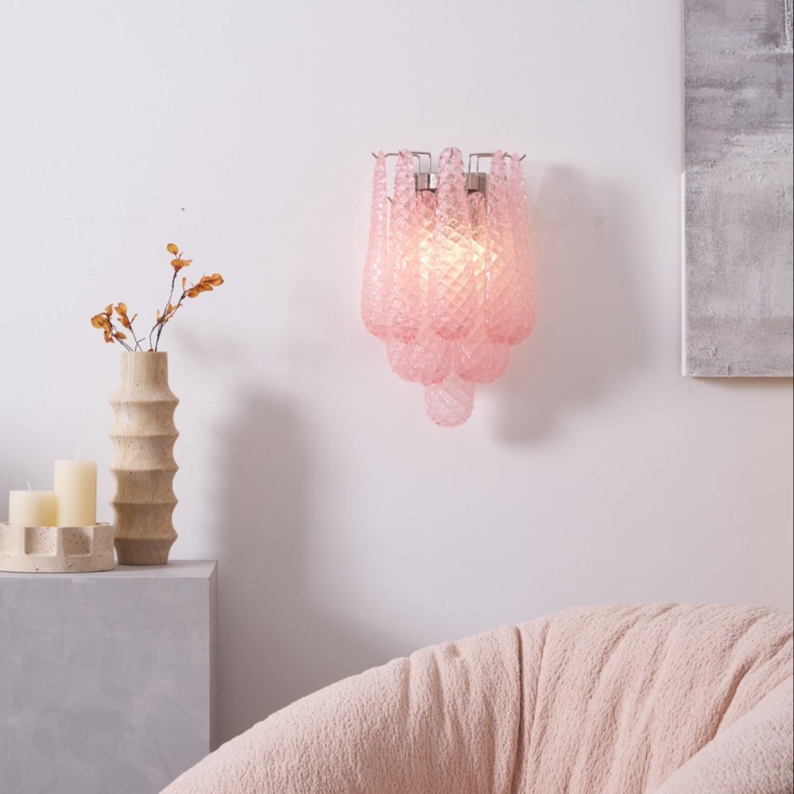 Aurora Wall Lamp Pink Teardrop Glass Floral Artistic - Blowlighting
