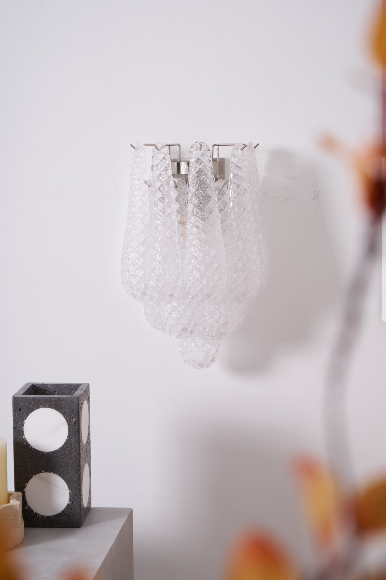 Aurora Wall Lamp Pink Teardrop Glass Floral Artistic - Blowlighting