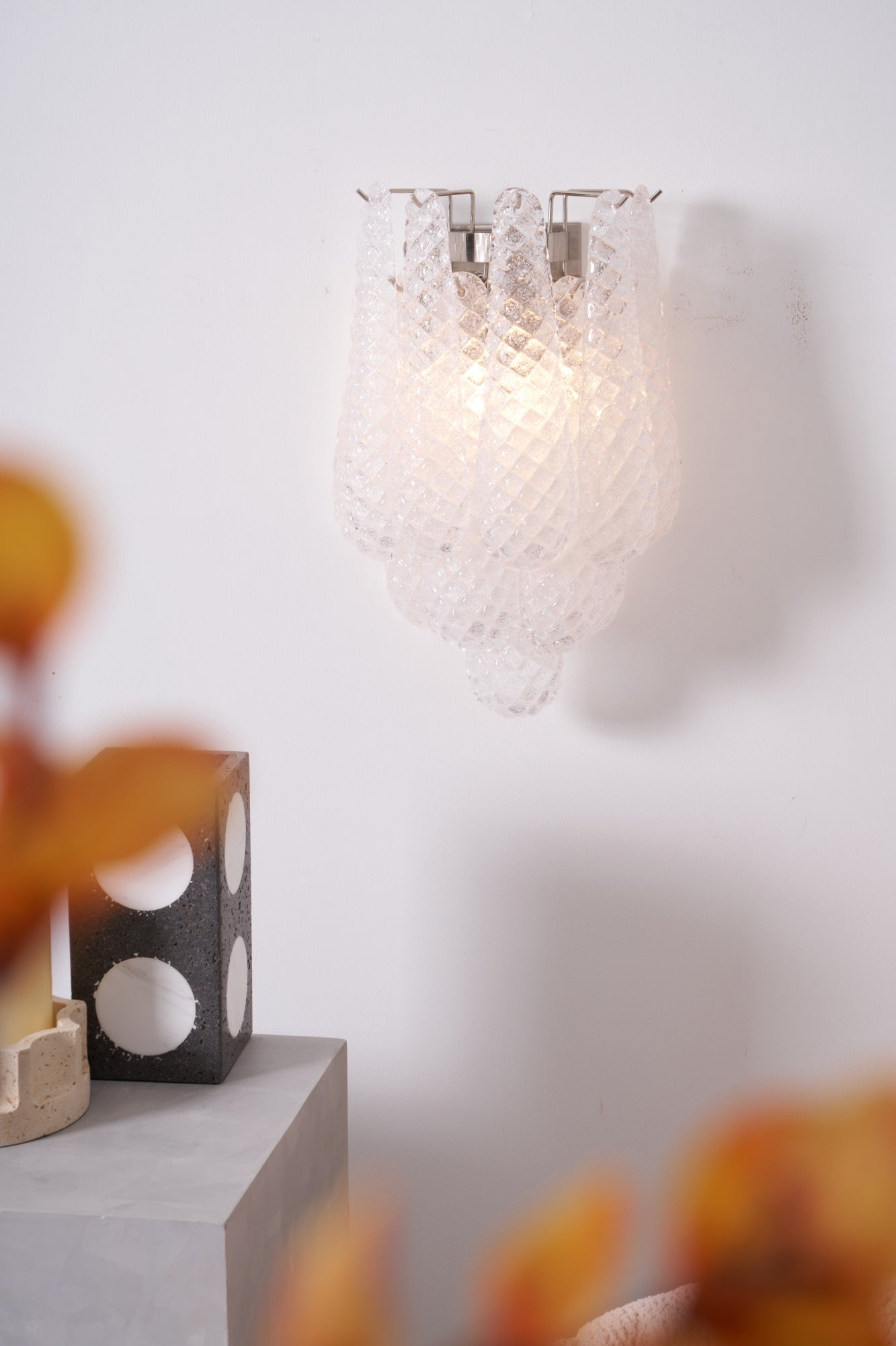 Aurora Wall Lamp Pink Teardrop Glass Floral Artistic - Blowlighting