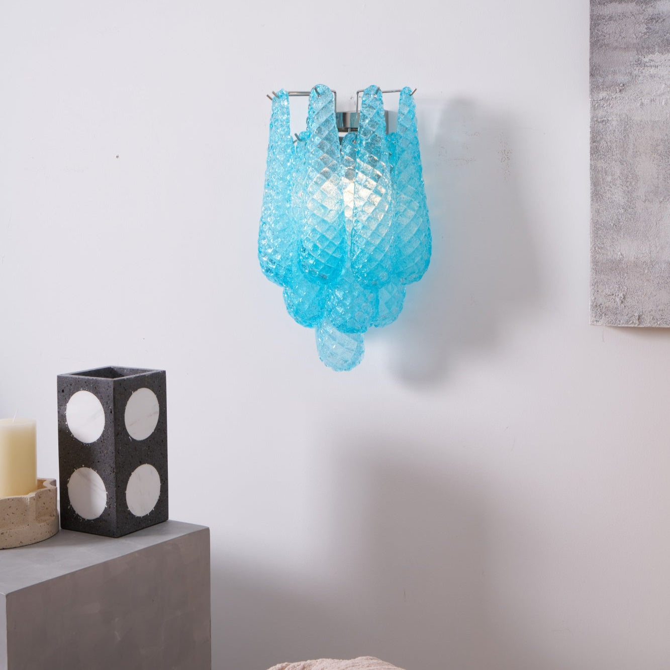 Aurora Wall Lamp Pink Teardrop Glass Floral Artistic - Blowlighting