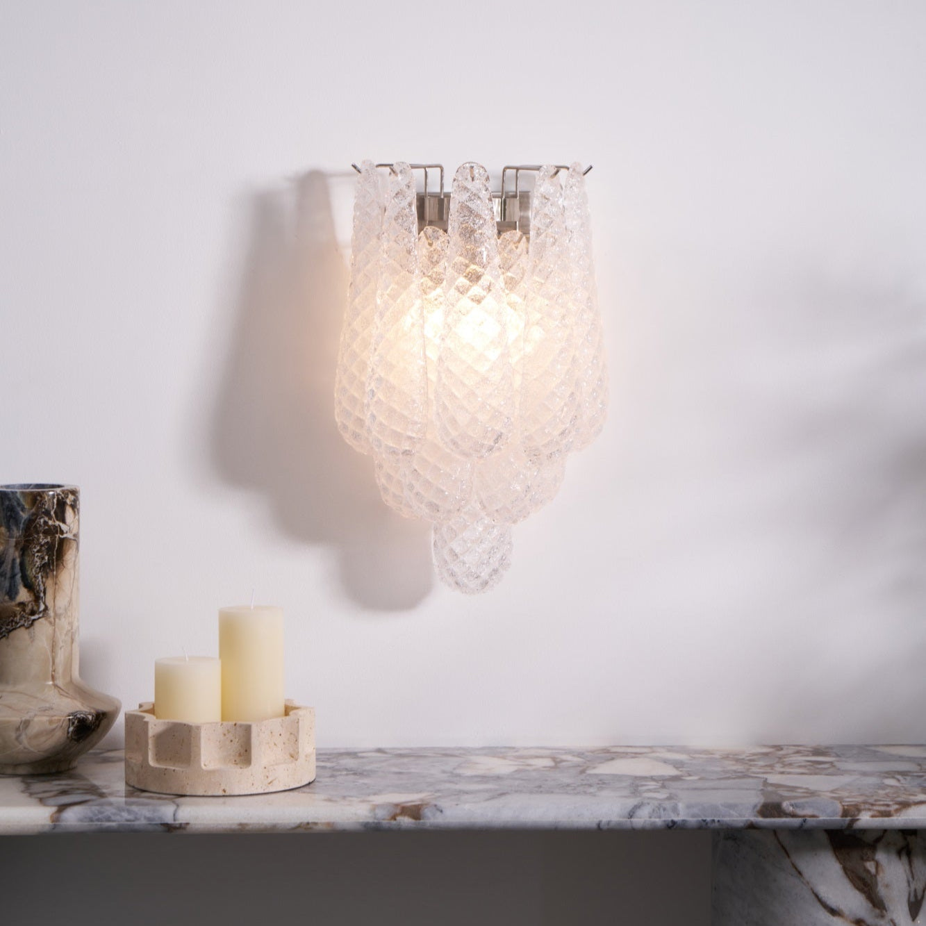 Aurora Wall Lamp Pink Teardrop Glass Floral Artistic - Blowlighting