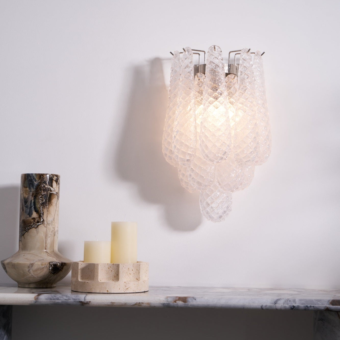 Aurora Wall Lamp Pink Teardrop Glass Floral Artistic - Blowlighting