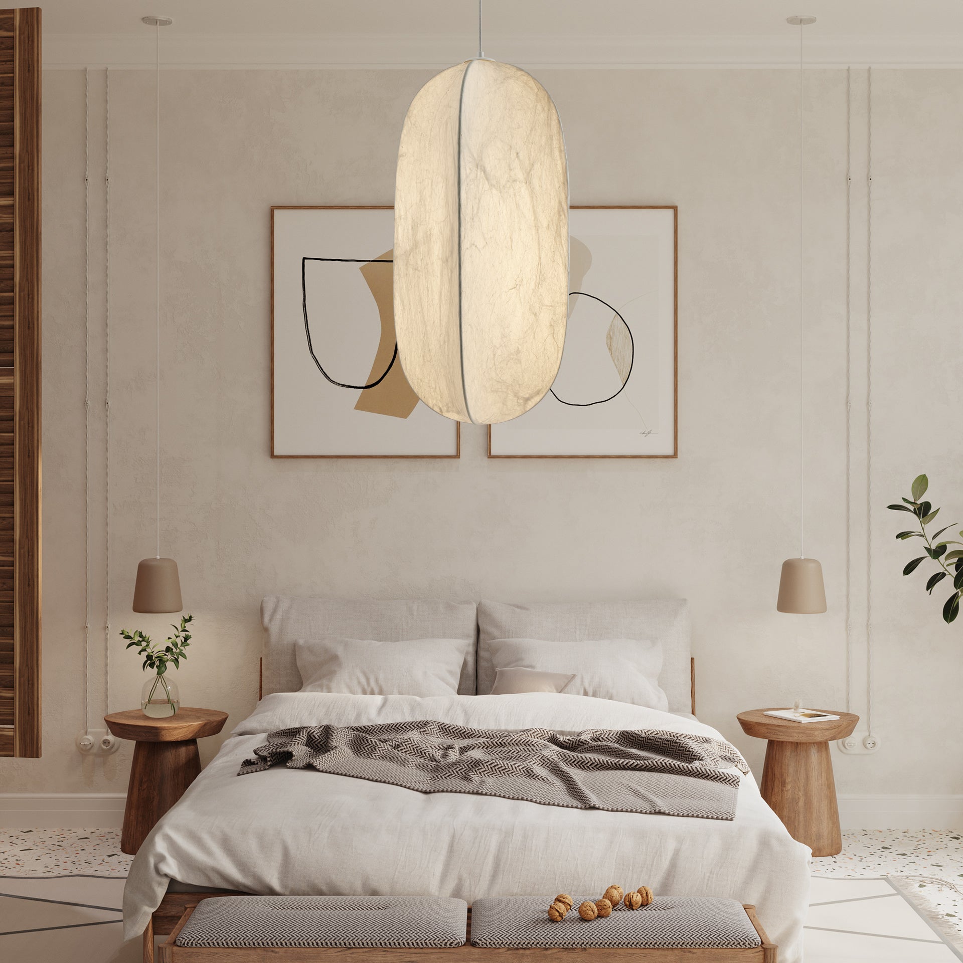 Cocoon Minimalist Silk Pendant Lamp - Blowlighting