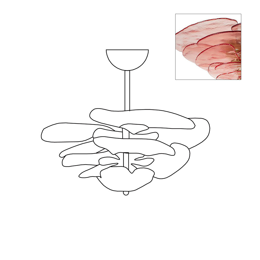 Aurora Chandelier Gold Murano Glass Petal Luxury - Blowlighting