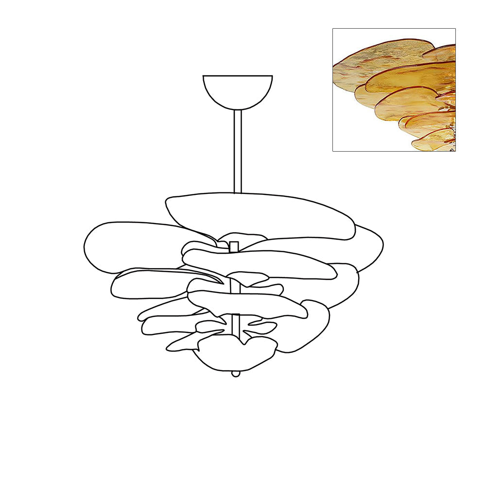 Aurora Chandelier Gold Murano Glass Petal Luxury - Blowlighting