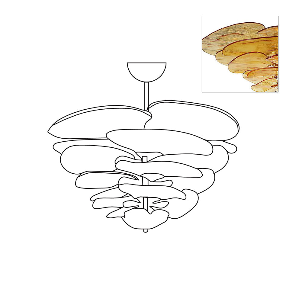 Aurora Chandelier Gold Murano Glass Petal Luxury - Blowlighting