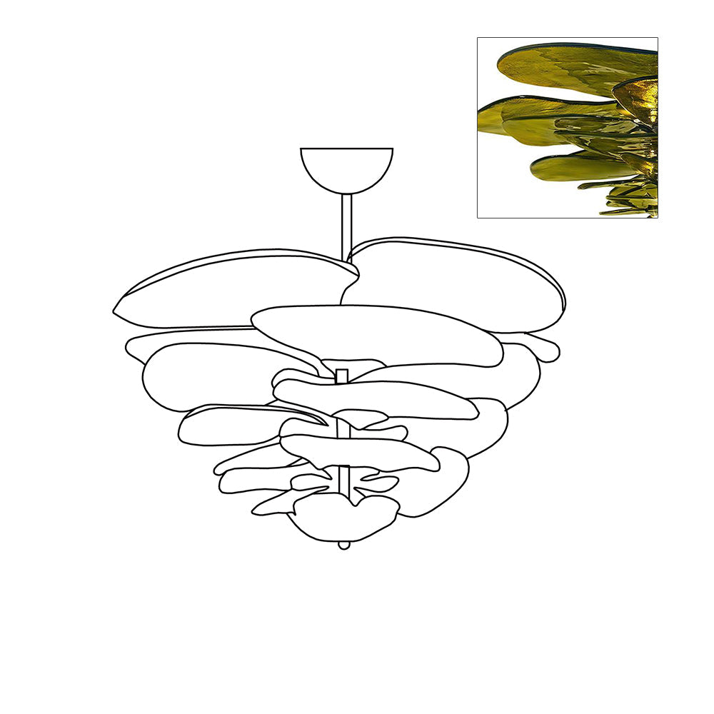 Aurora Chandelier Gold Murano Glass Petal Luxury - Blowlighting