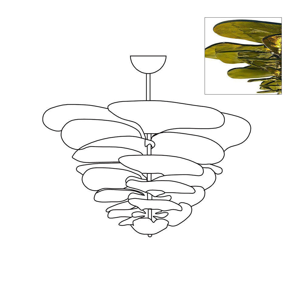 Aurora Chandelier Gold Murano Glass Petal Luxury - Blowlighting