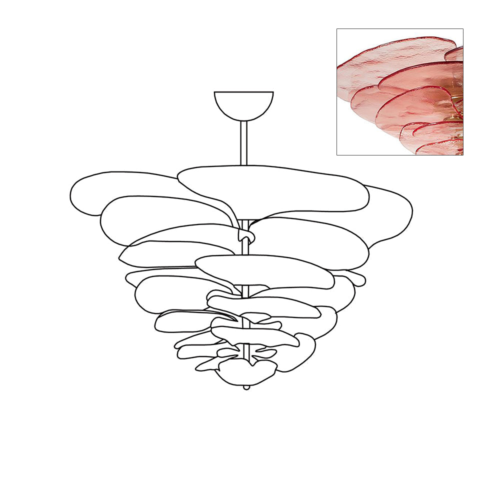 Aurora Chandelier Gold Murano Glass Petal Luxury - Blowlighting