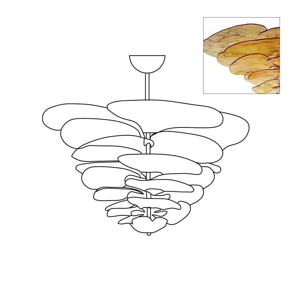 Aurora Chandelier Gold Murano Glass Petal Luxury - Blowlighting