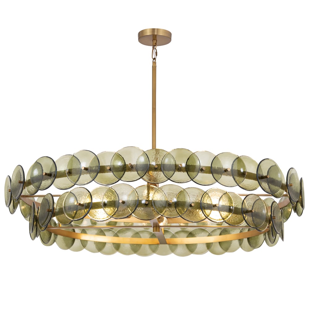 Aurora Chandelier Amber Pressed Glass Disc Round - Blowlighting