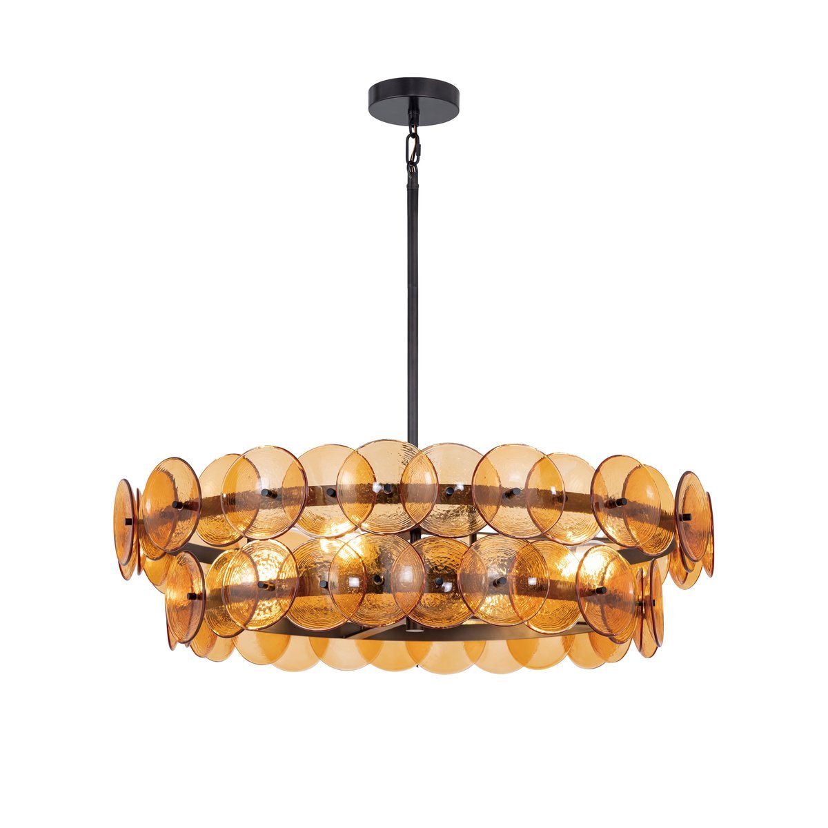 Aurora Chandelier Amber Pressed Glass Disc Round - Blowlighting