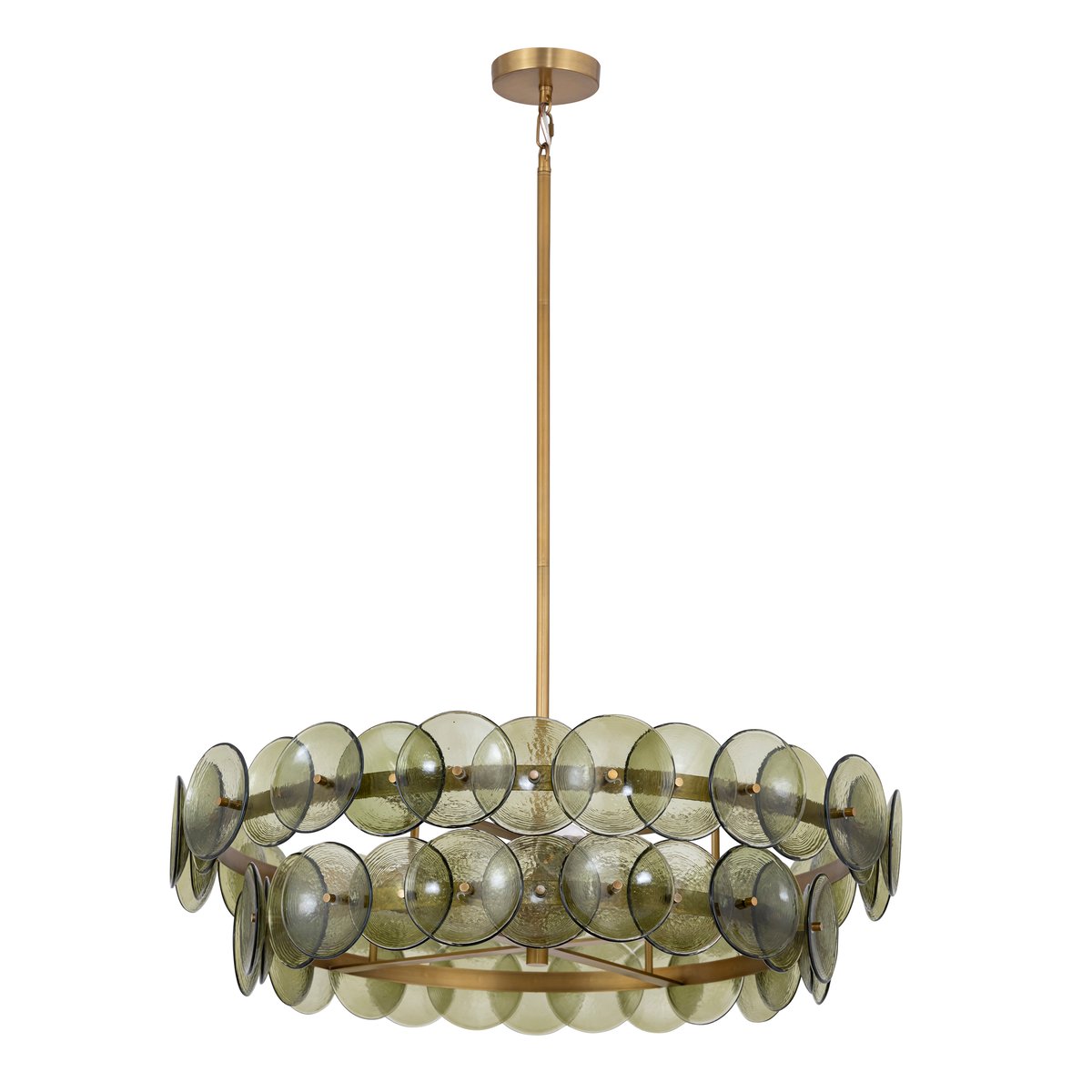 Aurora Chandelier Amber Pressed Glass Disc Round - Blowlighting