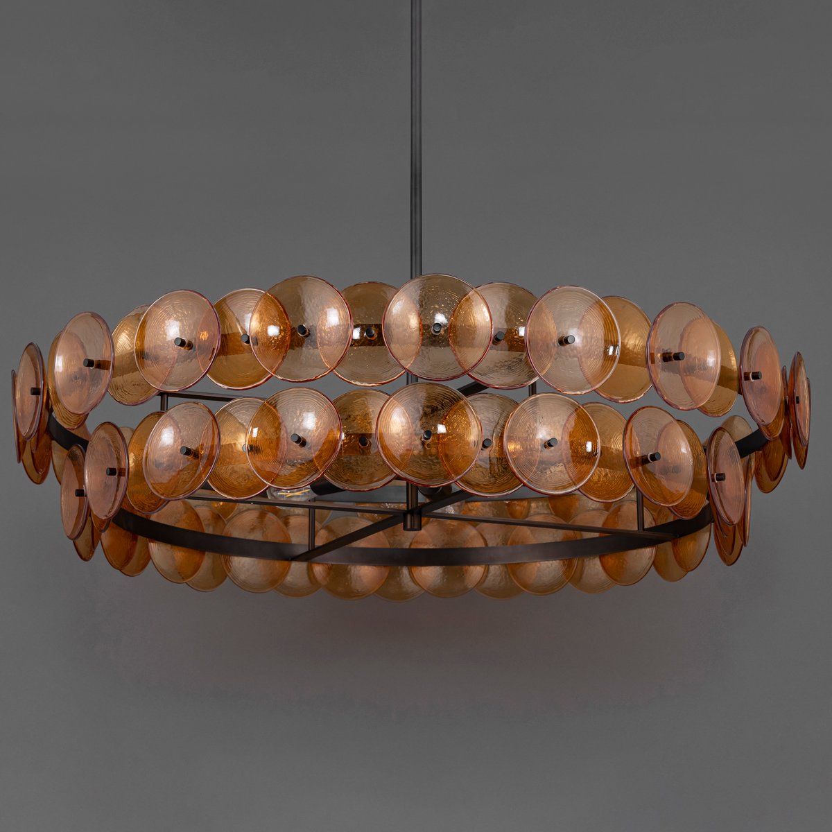 Aurora Chandelier Amber Pressed Glass Disc Round - Blowlighting